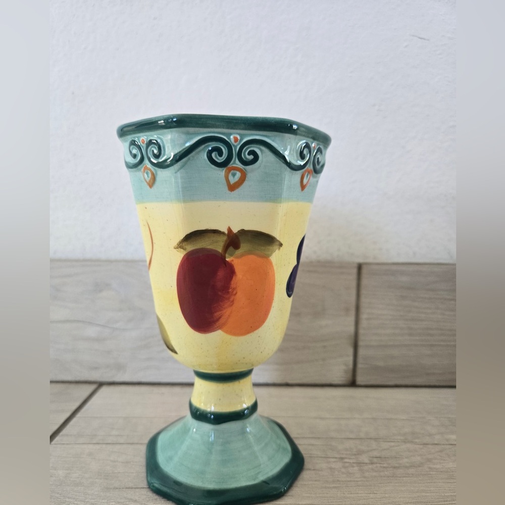 Hand-Painted Ceramic Goblet – Tabletops Unlimited Medici Collection